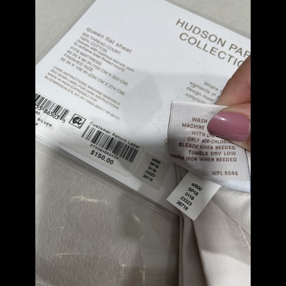 NIB [‎ Queen ] 600TC Cotton Flat Sheet for Hudson Park in Silver - Picture 9 of 11